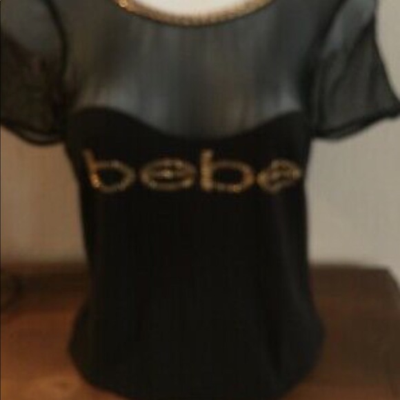 Bebe Rhinestone unique mesh top New - Picture 3 of 3